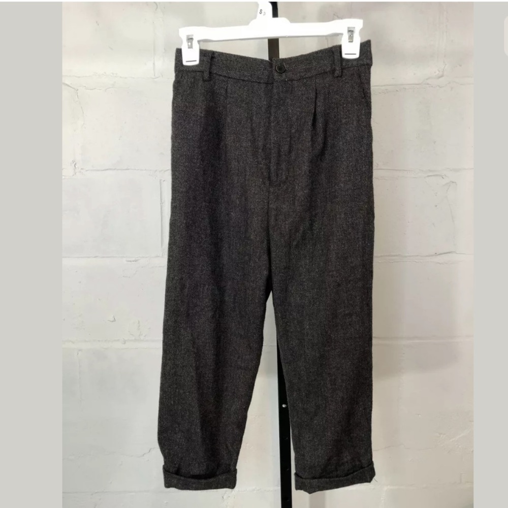 Zara Woman Cuffed High Rise Capris Pants Brown